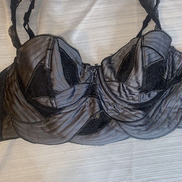 Ravage Black Satin and Lace Bustier Long Line Bra Size 32. - Picture 2 of 8